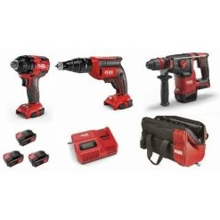 Lot 18V FLEX - Visseuse à Chocs + Visseuse Plaquistes + Perforateur - 3 Batteries + Chargeur + Accessoires
